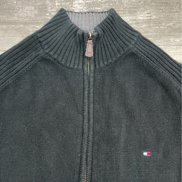 Tommy Hilfiger Black Full Zip Sweater L - Picture 2 of 3